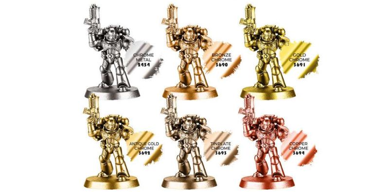 ejemplo de todos los colores de pinturas cromadas de gsw